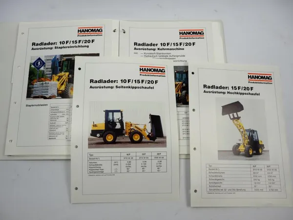 Hanomag 10 15 20 F Radlader Produktinformation mit ca. 20 Prospekten 1993