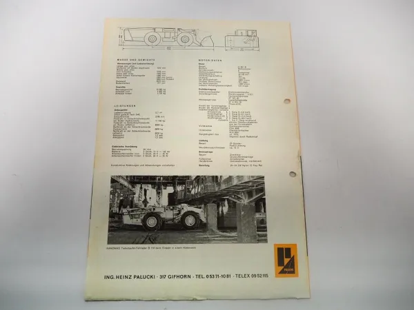 Hanomag B110 Fahrlader Tiefschaufel Bergbau Prospekt ca. 1970er Jahre