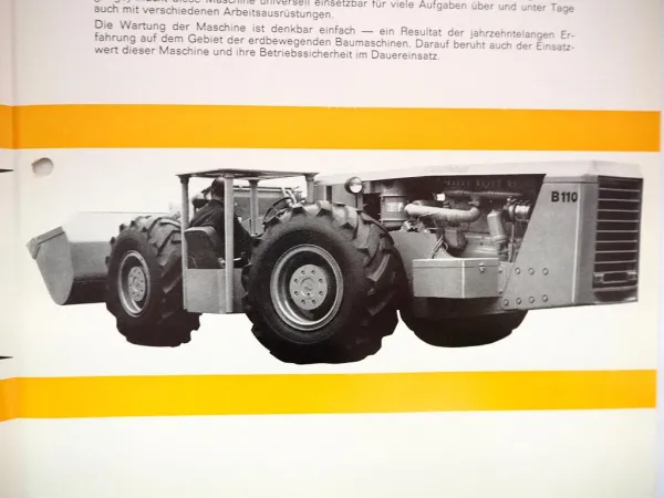 Hanomag B110 Fahrlader Tiefschaufel Bergbau Prospekt ca. 1970er Jahre