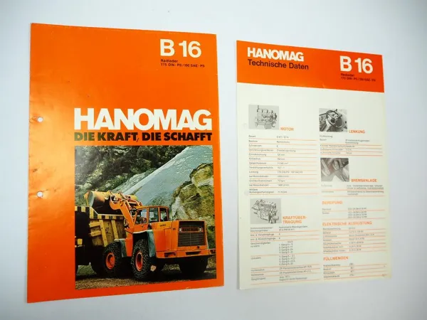 Hanomag B16 Radlader 175 PS 2x Prospekt Technische Daten 1970er Jahre