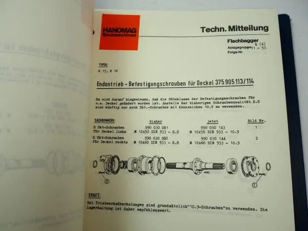 Hanomag B6 - B16 B11c B14c K5b - K16 Technische Mitteilungen 1972