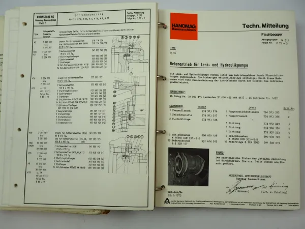 Hanomag B8c 11c 14c 16, K5b - K18c Technische Mitteilungen 1973