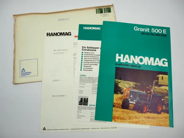 Hanomag Granit 500 E Schlepper 2x Prospekt Anschreiben Briefumschlag 1969