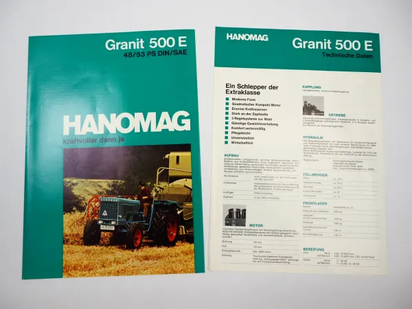 Hanomag Granit 500 E Schlepper Prospekt Technische Daten 1969