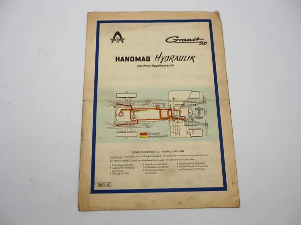 Hanomag Granit 500 Hydraulik mit Pilot Regelhydraulik Bedienungsanleitung 1962