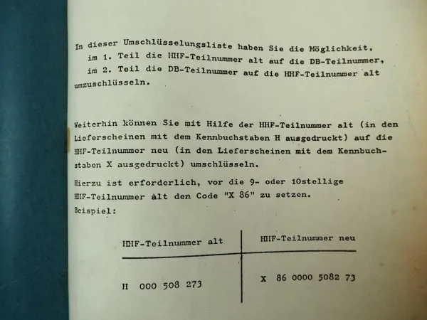 Hanomag Henschel Mercedes Benz Umschlüsselungsliste LKW F20 bis F35 Stand 1973