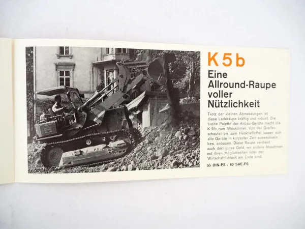 Hanomag K5b K7b K8 K12c K16 Laderaupen Prospekt mit technischen Daten 1971