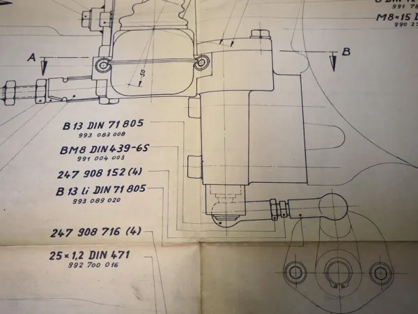 Hanomag Kupplungsbetätigung Zapfwellenschaltung Umrüstung techn Zeichnung 1969