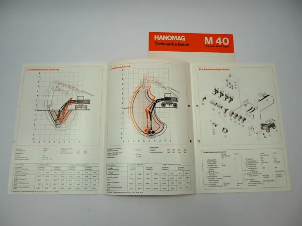 Hanomag M40 Mobilbagger + Ausrüstungen 2x Prospekt 1970er Jahre