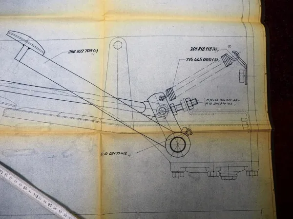 Hanomag Perfekt 301 401 Kupplungsbetätigung Doppelkupplung techn Zeichnung 1964