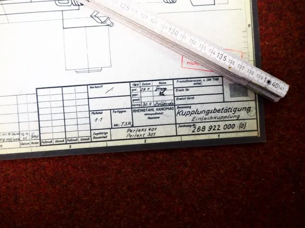 Hanomag Perfekt 301 401 Kupplungsbetätigung Einfachkupplung techn Zeichnung 1964