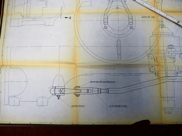 Hanomag Perfekt 301 401 Kupplungsbetätigung Einfachkupplung techn Zeichnung 1964