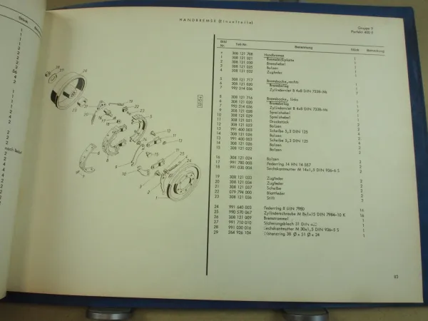 Hanomag Perfekt 400E Ersatzteilkatalog Ersatzteilliste 1970