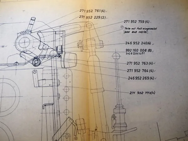 Hanomag Perfekt Granit Pilot 3 Regelhydraulik techn. Zeichnung 1967 Maßstab1:2,5