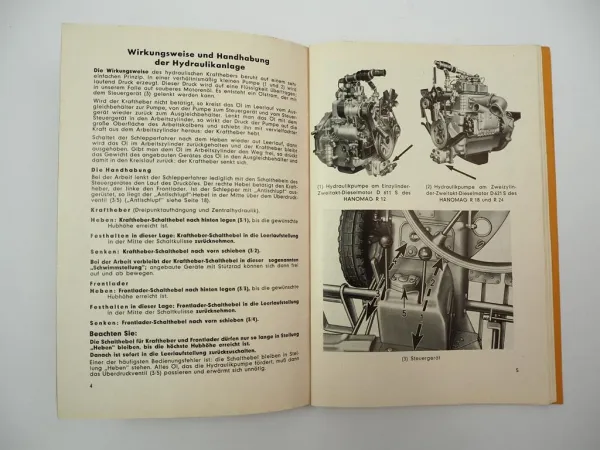 Hanomag R12 R18 R24 Schlepper Hydraulikanlage Handbuch 1956