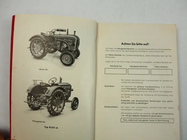 Hanomag R217A R217B Combitrac Schlepper 1958 Ersatzteilliste Ersatzteilkatalog