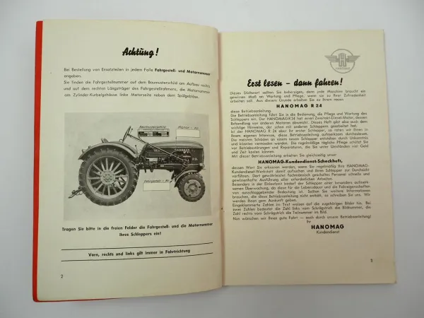 Hanomag R24 Radschlepper Betriebsanleitung Bedienung 1957