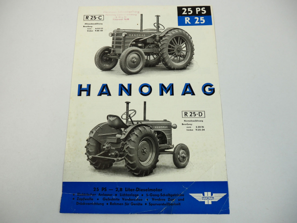 Hanomag R25 D C 2.8L 25 PS Schlepper Prospekt Nr. 130 1940er Jahre