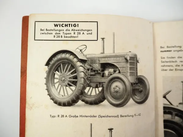 Hanomag R28 Diesel-Radschlepper Ersatzteilkatalog Ersatzteilliste 1952