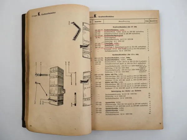 Hanomag ST 100 100W STA 100 Zugmaschine Schnelltransporter Ersatzteilliste 1951