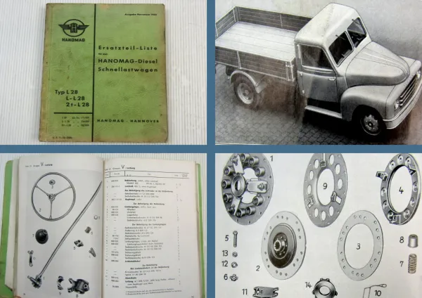 Hanomag Typ L28 L-L28 2t-L28 Diesel Schnellastwagen Ersatzteilliste 11/1952