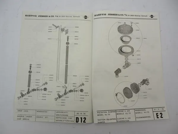 Hardi BL 200 300 Feldspritze Anbau Betriebsanleitung Ersatzteilliste 1970er J.