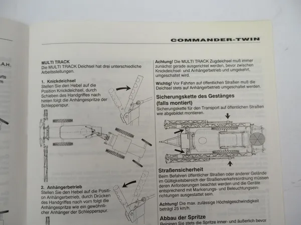 Hardi Commander Twin Anhängefeldspritze Betriebsanleitung Wartung 1996