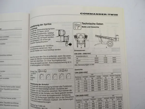 Hardi Commander Twin Anhängefeldspritze Betriebsanleitung Wartung 1996