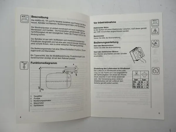 Hardi KS TR PU UN Feldspritze Betriebsanleitung Ersatzteilliste 1992