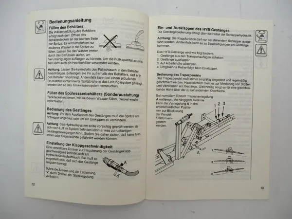 Hardi Master HYB 600 800 1000 1200 Feldspritze Betriebsanleitung 1995