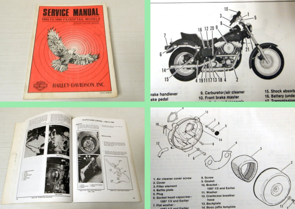 Harley Davidson FX FL Softails Models 1985 to 1990 Service Manual Reparatur