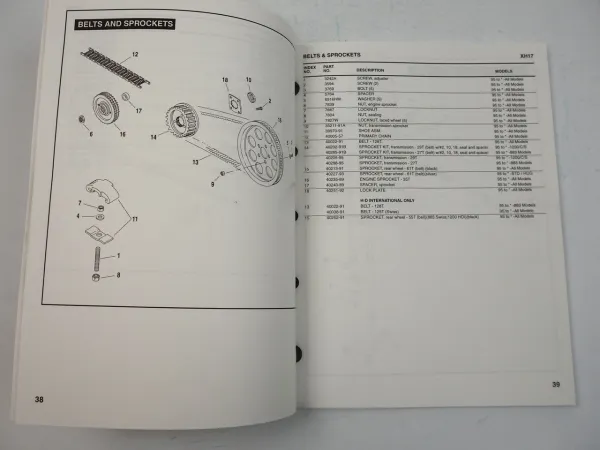 Harley Davidson XLH 883 1200 Models Sportster Parts Catalog List 1995 - 1996