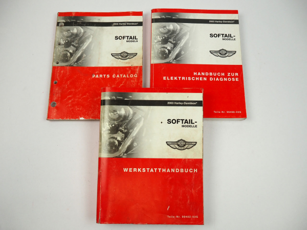 Harley Softail FLST FXST Modelle 2003 Werkstatthandbuch Diagnose Parts Catalog