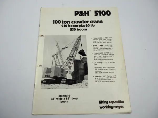 Harnischfeger P&H 5100 100to Hydraulic Crawler Crane brochure 1981