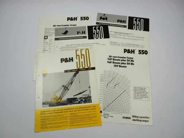 Harnischfeger P&H 550 50 to Hydraulic Hoe Dragline Crawler Crane brochure 1976