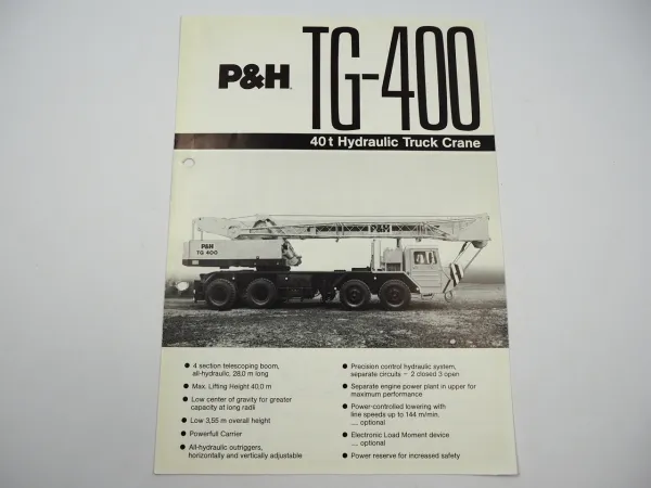 Harnischfeger P&H TG 400 40 to Hydraulik Truck Crane brochure 1977