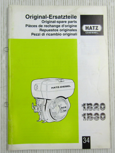 Hatz 1B20 1B30 Diesel Motor Ersatzteilliste Ersatzteilkatalog parts list 01/2007