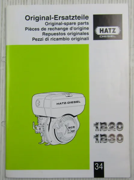 Hatz 1B20 1B30 Dieselmotor Ersatzteilliste Pieces rechange Parts List 7/2004