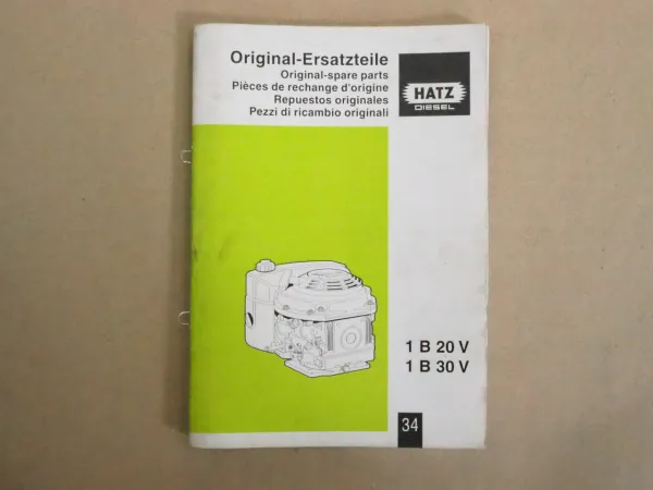 Hatz 1B20V 1B30V Motor Ersatzteilliste Spare Parts 2006