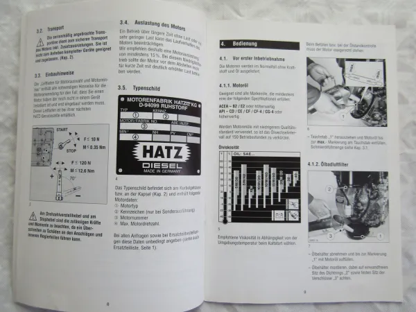 Hatz 1D41 1D50 1D81 1D90 Dieselmotor Bedienungsanleitung Betriebsanleitung 1/06