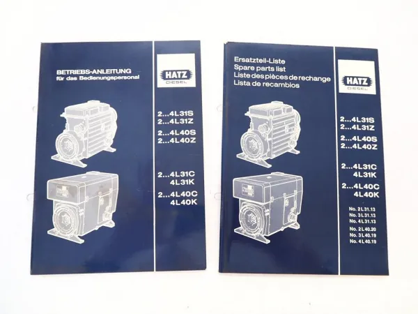 Hatz 2 3 4 L 31 40 S Z C K Motor Betriebsanleitung Ersatzteilliste 1988/89