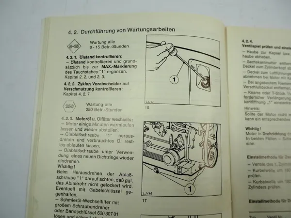 Hatz 2 3 4 L 31 40 S Z C K Motor Betriebsanleitung Ersatzteilliste 1988/89