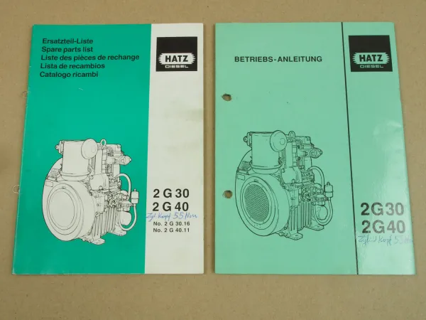 Hatz 2G30 2G40 Motor Betriebsanleitung Bedienung Ersatzteilliste 1992/94