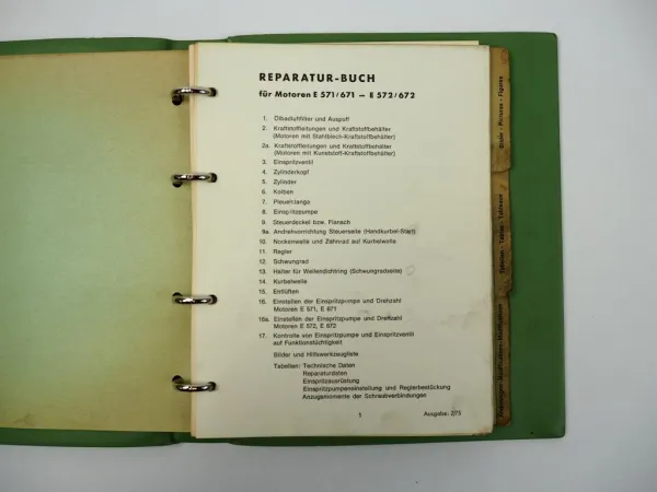 Hatz E 571 572 671 672 Motor Werkstatthandbuch 1975