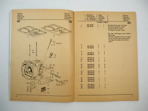 Hatz E573.10 E673.10 Dieselmotor Ersatzteilliste Spare Parts List 1978