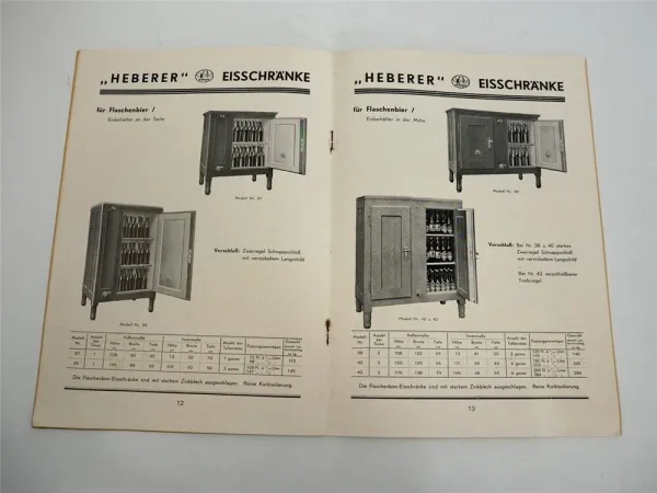 Heberer Mannheim Eisschränke Kühlschränke Katalog Preisliste Prospekt 1931