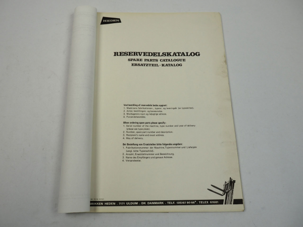 Heden Serie 5000 Gabelstapler Ersatzteilkatalog Ersatzteilliste Parts List 1995