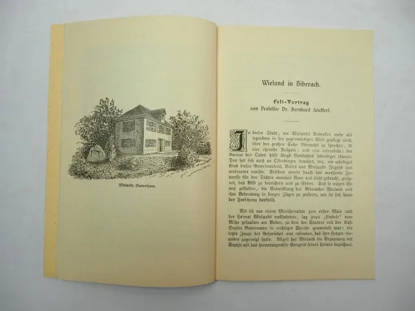 Heft Vorträge zur Wieland Feier in Bieberach an der Riß 1907 Baden-Württemberg