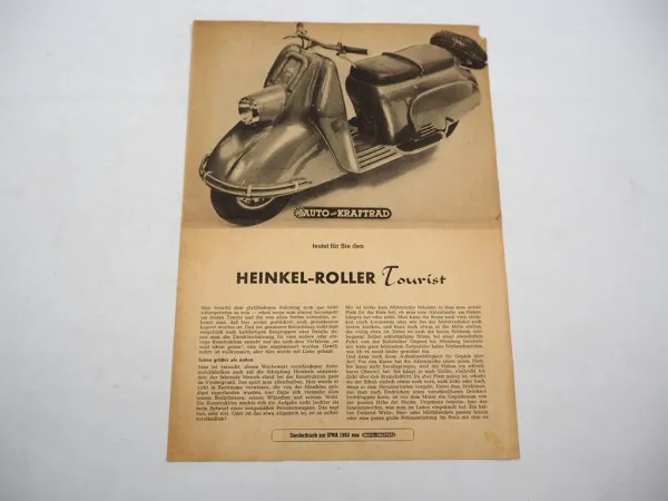 Heinkel Roller Tourist Motorrad Testbericht Auto und Kraftrad 1953
