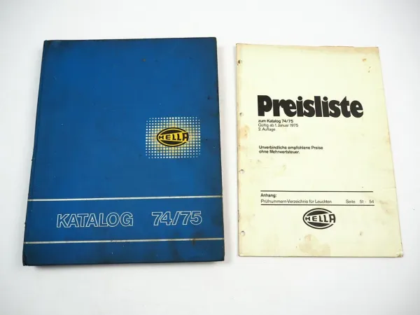 Hella Scheinwerfer Leuchten Signale für PKW LKW Omnibus Katalog Preise 1974/75